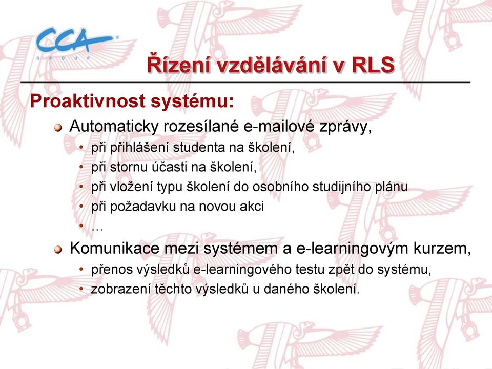 osobního studijního plánu při požadavku na novou akci Komunikace mezi systémem a e-learningovým