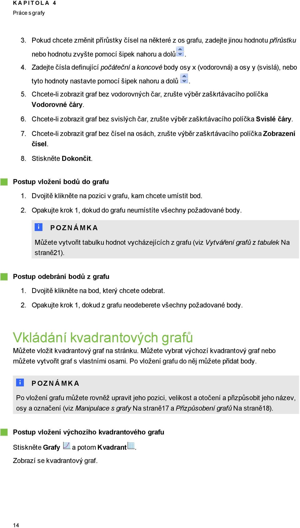 Chcete-li zobrazit raf bez čísel na osách, zrušte výběr zaškrtávacího políčka Zobrazení čísel. 8. Stiskněte Dokončit. Postup vložení bodů do rafu 1.