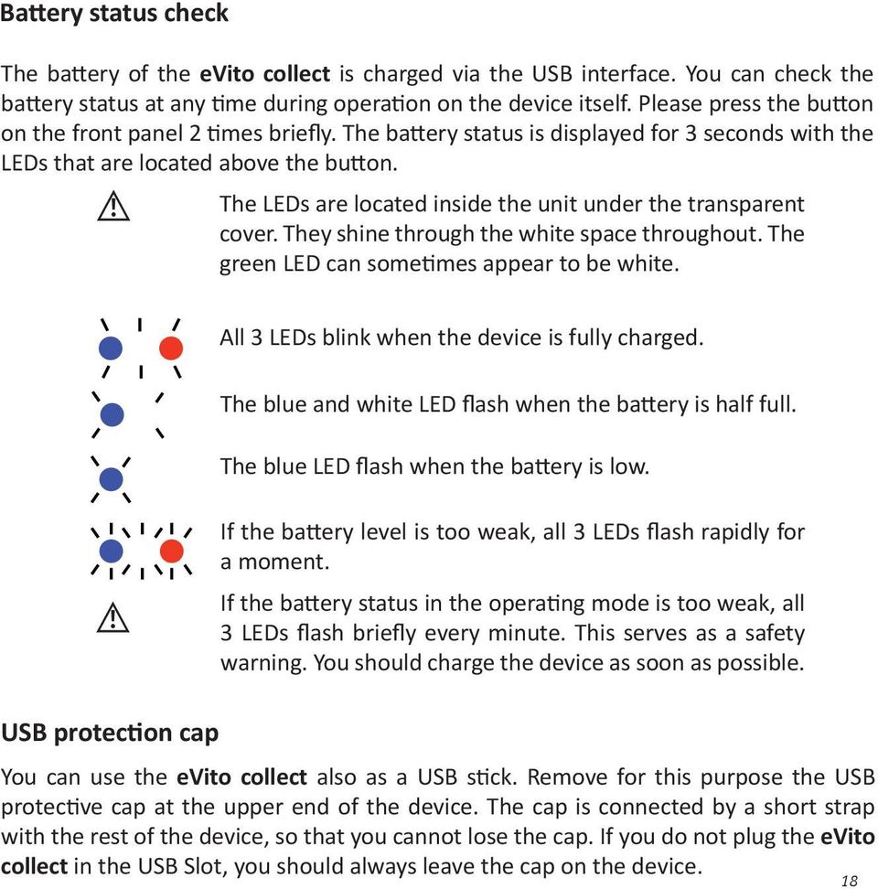 The LEDs are located inside the unit under the transparent cover. They shine through the white space throughout. The green LED can sometimes appear to be white.