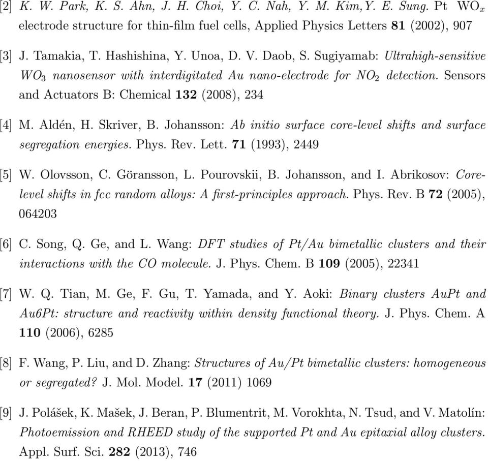 Skriver, B. Johansson: Ab initio surface core-level shifts and surface segregation energies. Phys. Rev. Lett. 71 (1993), 2449 [5] W. Olovsson, C. Göransson, L. Pourovskii, B. Johansson, and I.