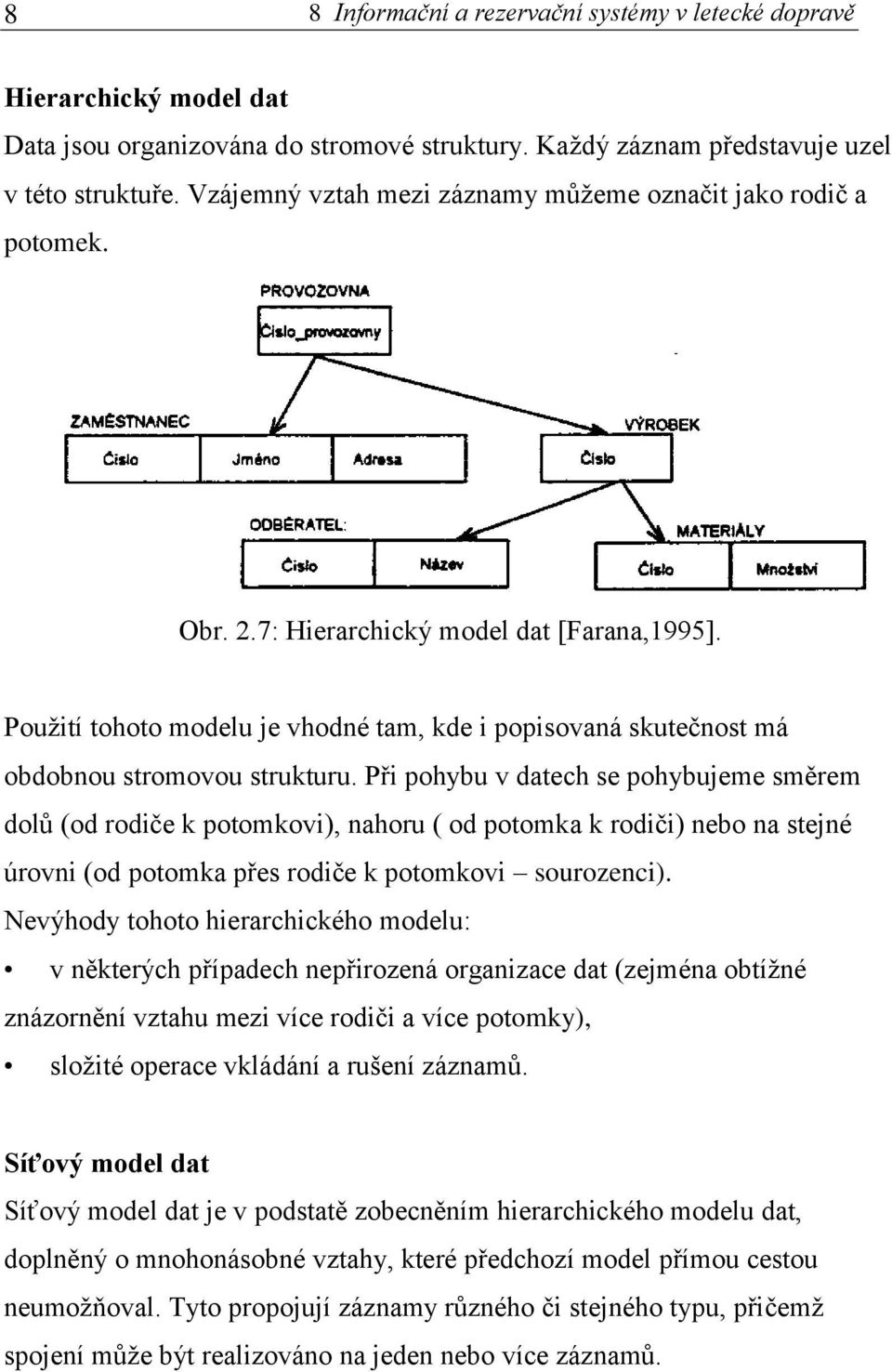 Použití tohoto modelu je vhodné tam, kde i popisovaná skutečnost má obdobnou stromovou strukturu.