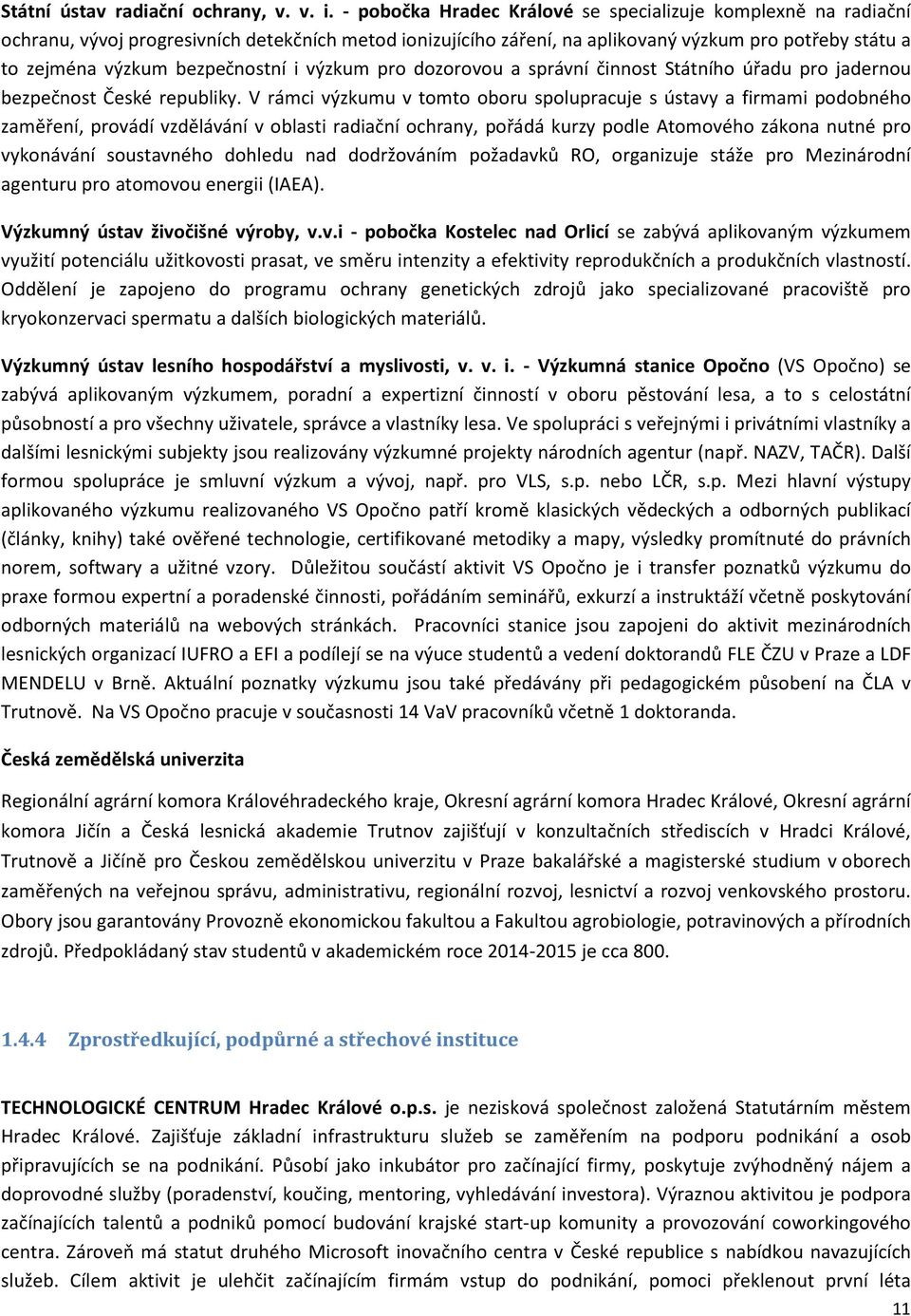 bezpečnostní i výzkum pro dozorovou a správní činnost Státního úřadu pro jadernou bezpečnost České republiky.