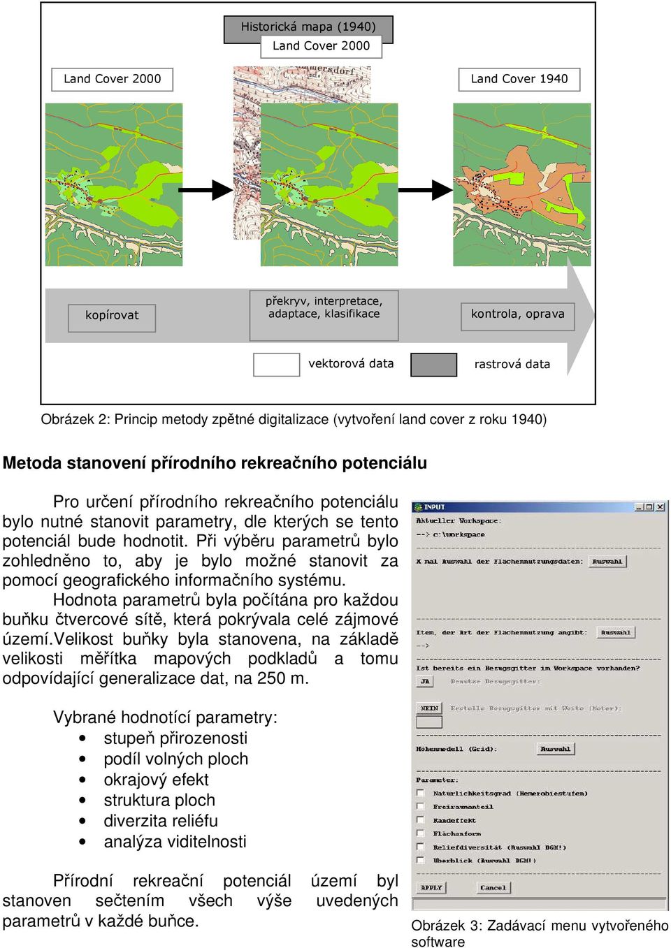 tento potenciál bude hodnotit. Při výběru parametrů bylo zohledněno to, aby je bylo možné stanovit za pomocí geografického informačního systému.