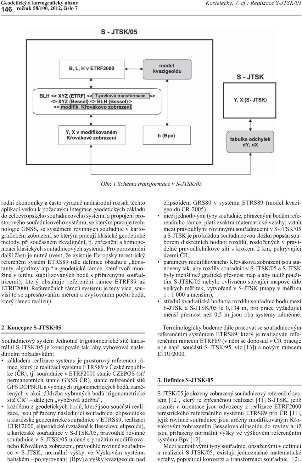 propojení prostorového souřadnicového systému, se kterým pracuje technologie GNSS, se systémem rovinných souřadnic v kartografickém zobrazení, se kterým pracují klasické geodetické metody, při