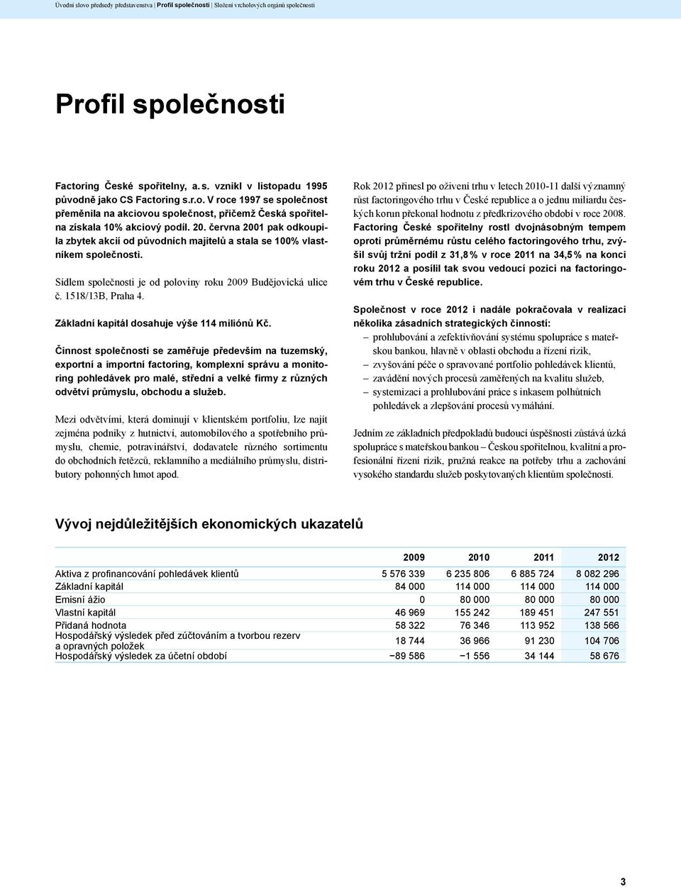 června 2001 pak odkoupila zbytek akcií od původních majitelů a stala se 100% vlastníkem společnosti. Sídlem společnosti je od poloviny roku 2009 Budějovická ulice č. 1518/13B, Praha 4.