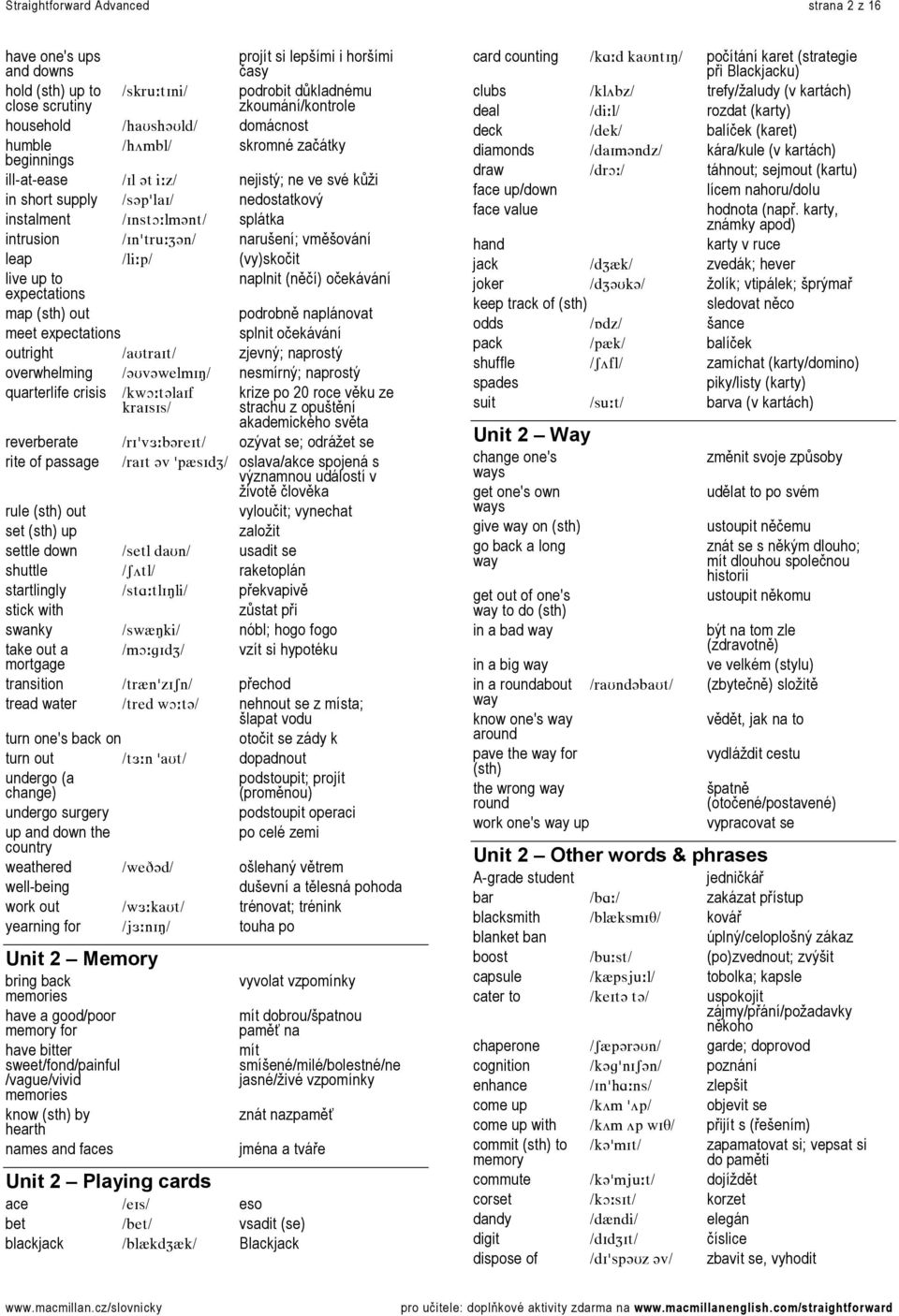 LfåDíêìWw]åL= narušení; vměšování leap LäáWéL= (vy)skočit live up to expectations = naplnit (něčí) očekávání map (sth) out = podrobně naplánovat meet expectations = splnit očekávání outright