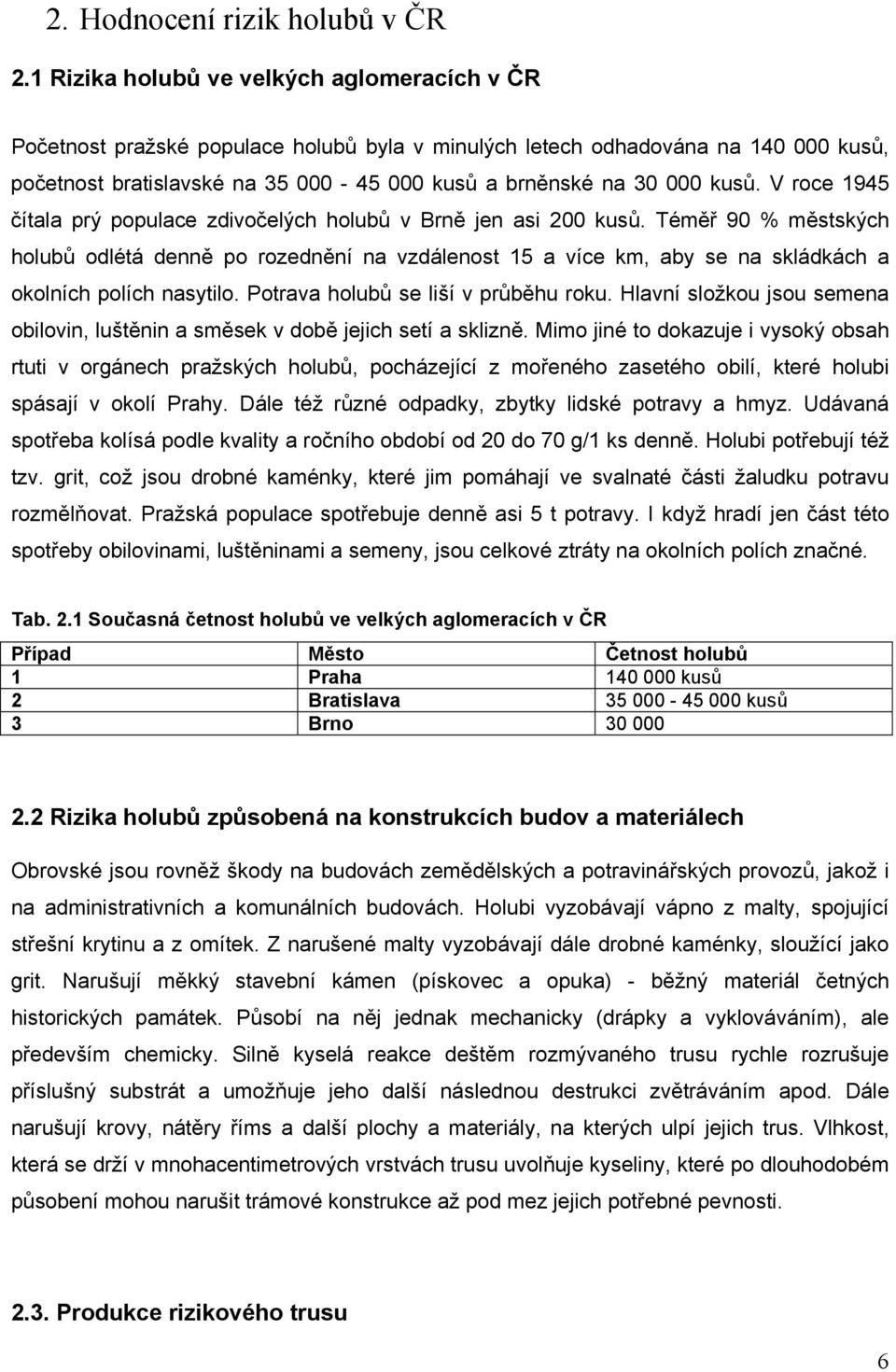 kusů. V roce 1945 čítala prý populace zdivočelých holubů v Brně jen asi 200 kusů.