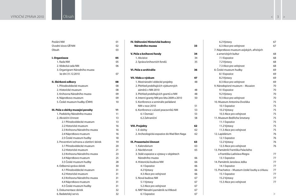 Podsbírky Národního muzea 11 2. Akviziční činnost 13 2.1 Přírodovědecké muzeum 13 2.2 Historické muzeum 16 2.3 Knihovna Národního muzea 16 2.4 Náprstkovo muzeum 16 2.5 České muzeum hudby 18 3.