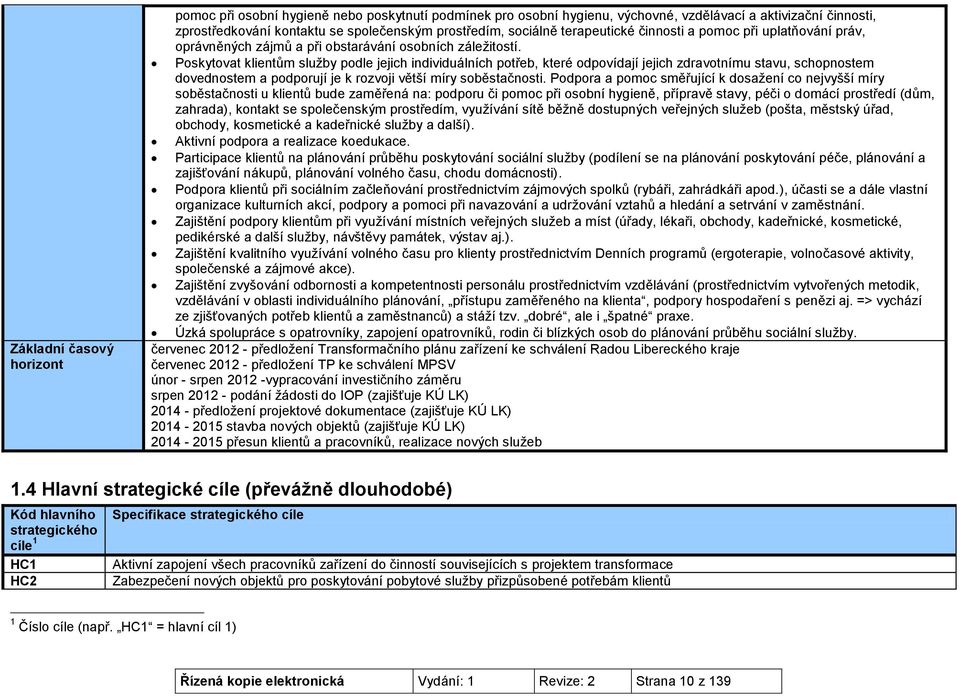 Poskytovat klientům služby podle jejich individuálních potřeb, které odpovídají jejich zdravotnímu stavu, schopnostem dovednostem a podporují je k rozvoji větší míry soběstačnosti.