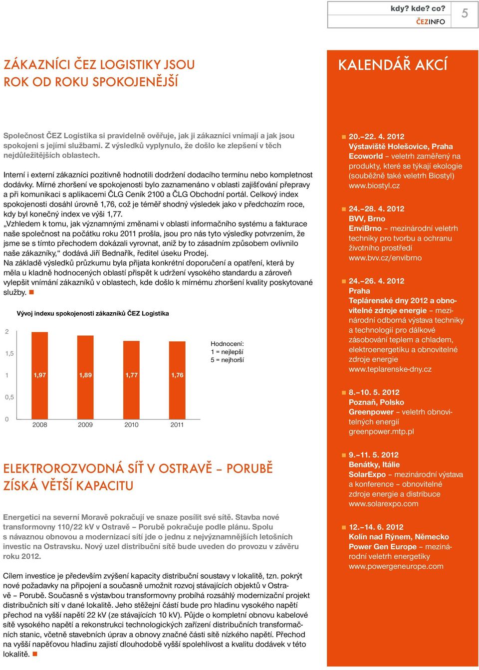 Mírné zhoršení ve spokojenosti bylo zaznamenáno v oblasti zajišťování přepravy a při komunikaci s aplikacemi ČLG Ceník 2100 a ČLG Obchodní portál.