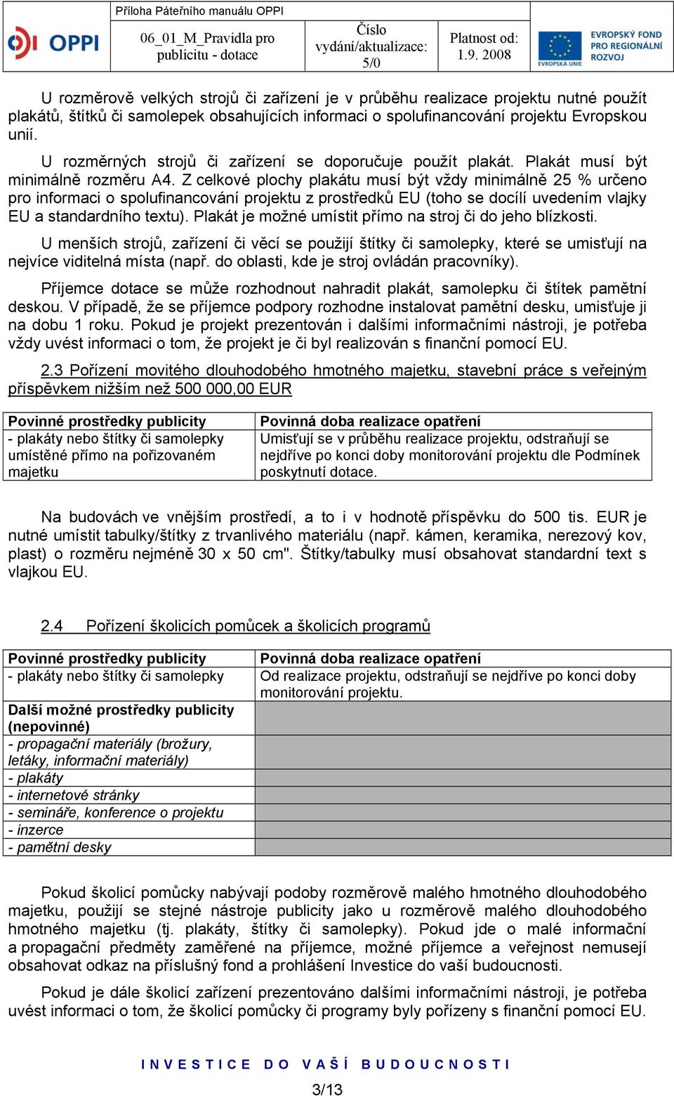 Z celkové plochy plakátu musí být vždy minimálně 25 % určeno pro informaci o spolufinancování projektu z prostředků EU (toho se docílí uvedením vlajky EU a standardního textu).