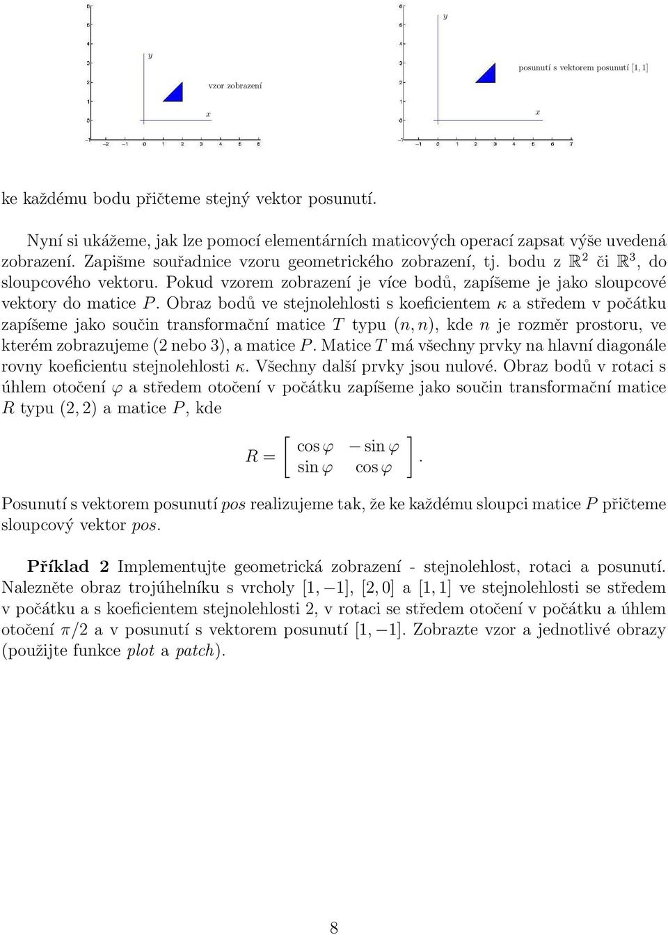 Obaz bodů ve stejnolehlosti s koeficientem κ a středem v počátku zapíšeme jako součin tansfomační matice T tpu (n, n), kde n je ozmě postou, ve kteém zobazujeme (2 nebo 3), a matice P.