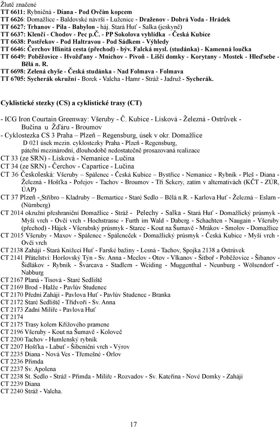 Falcká mysl. (studánka) - Kamenná loučka TT 6649: Poběžovice - Hvožďany - Mnichov - Pivoň - Liščí domky - Korytany - Mostek - Hleďsebe - Bělá n. R.