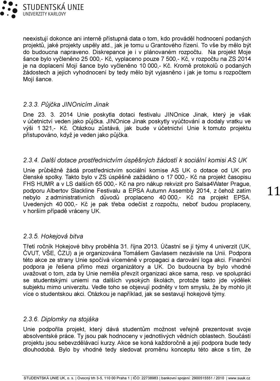 Kromě protokolů o podaných žádostech a jejich vyhodnocení by tedy mělo být vyjasněno i jak je tomu s rozpočtem Mojí šance. 2.3.3. Půjčka JINOnicím Jinak Dne 23. 3.