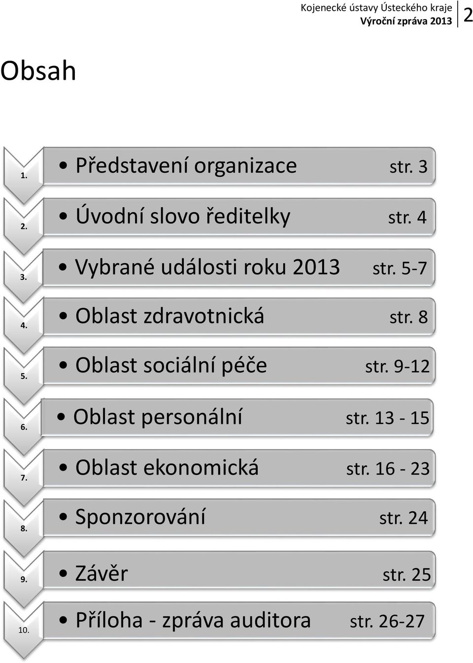 Oblast zdravotnická str. 8 5. Oblast sociální péče str. 9-12 6. Oblast personální str.