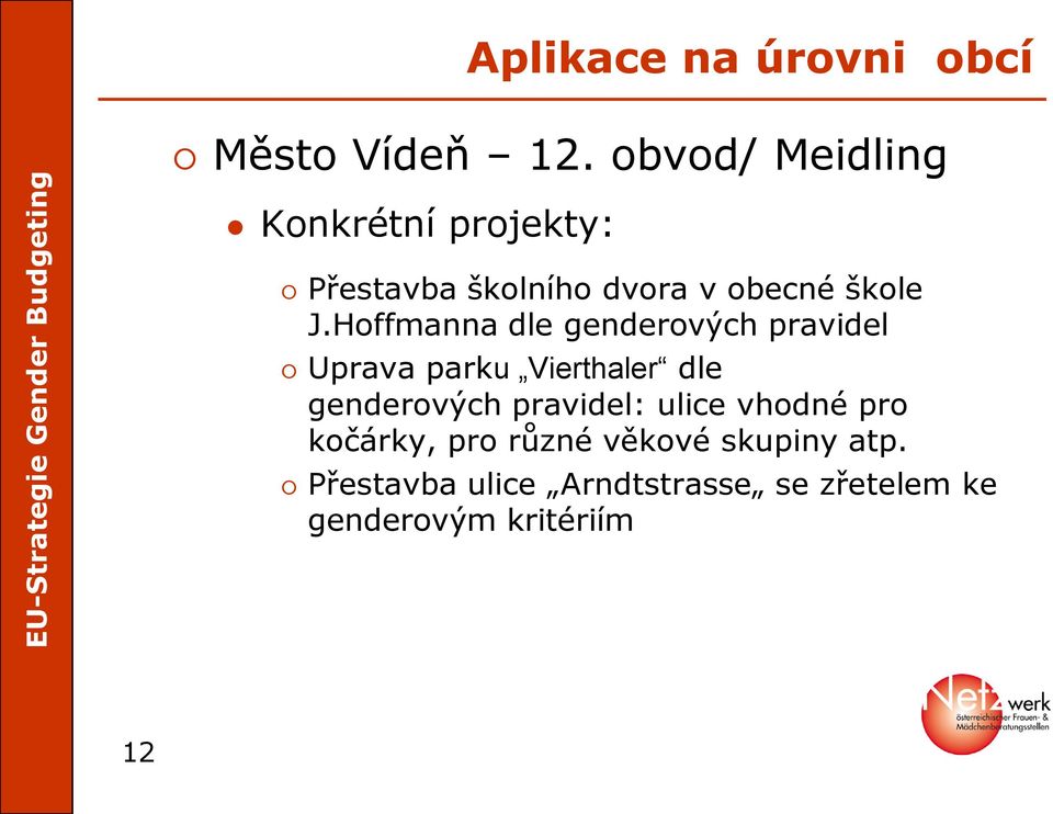 Hoffmanna dle genderových pravidel Uprava parku Vierthaler dle genderových