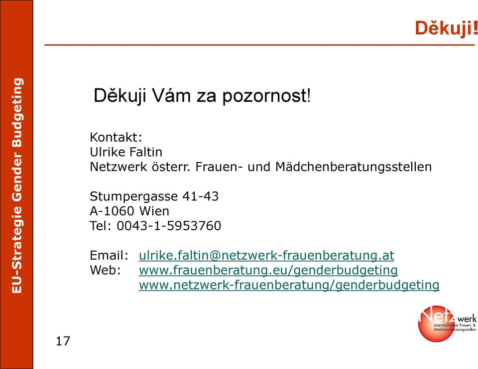 0043-1-5953760 Email: ulrike.faltin@netzwerk-frauenberatung.at Web: www.