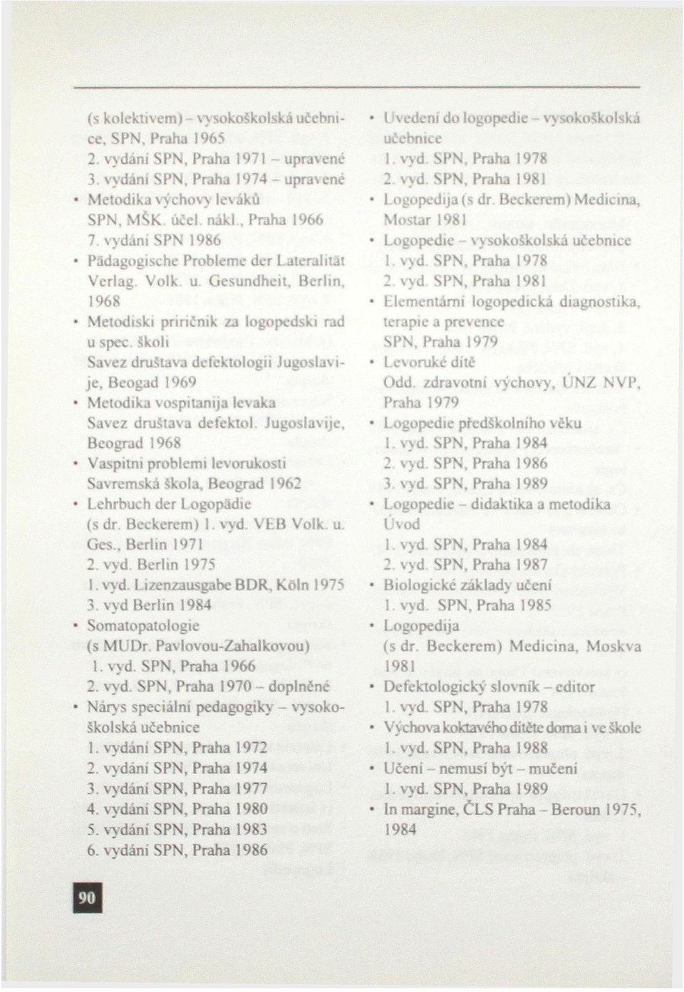 Gesundheit, Berlin, 1968 Metodiski prinčnik za logopedski rad u spec Skolí Savez društava defektologn Jugoslavíje, Beogad 1969 Metodika vospitanija levaka Savez društava defektol Jugosiav ije,