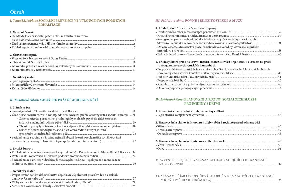 ..8 Obecní podnik Spišský Hrhov...10 Komunitní práce v obcích se sociálně vyloučenými komunitami...10 Komunitní práce v Rankovcích...11 3. Neziskový sektor Spořící program IDA.