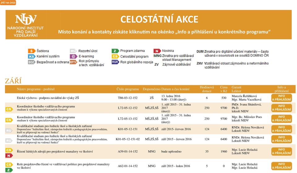 Doporučeno "ředitelům škol, zástupcům ředitelů a pedagogickým pracovníkům, kteří se připravují na vedoucí funkci" Kvalifikační studium pro ředitele škol a školských zařízení Doporučeno "ředitelům