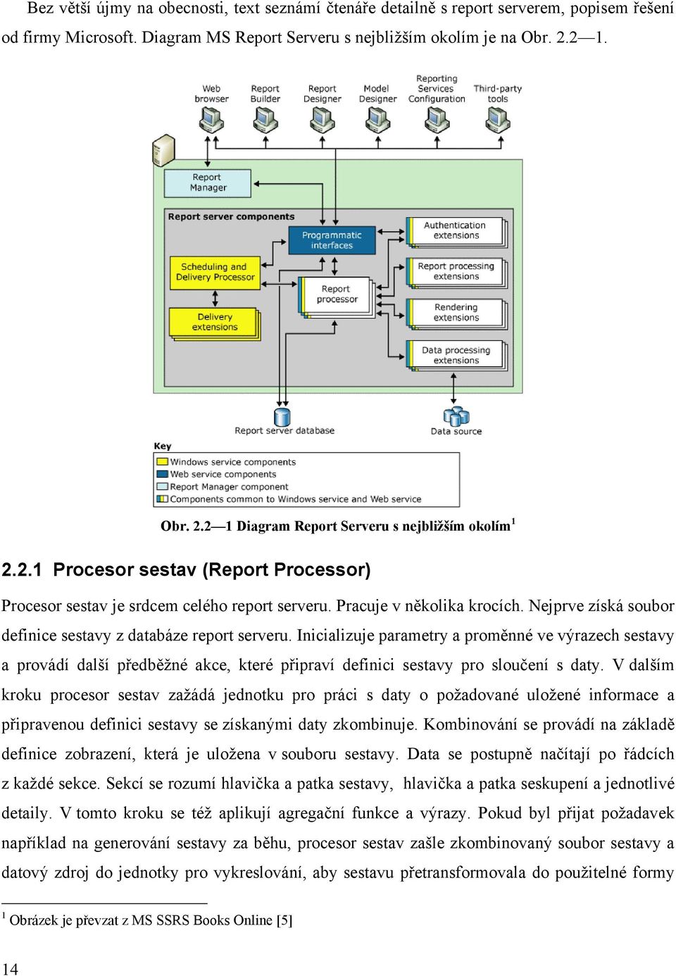 Nejprve získá soubor definice sestavy z databáze report serveru.