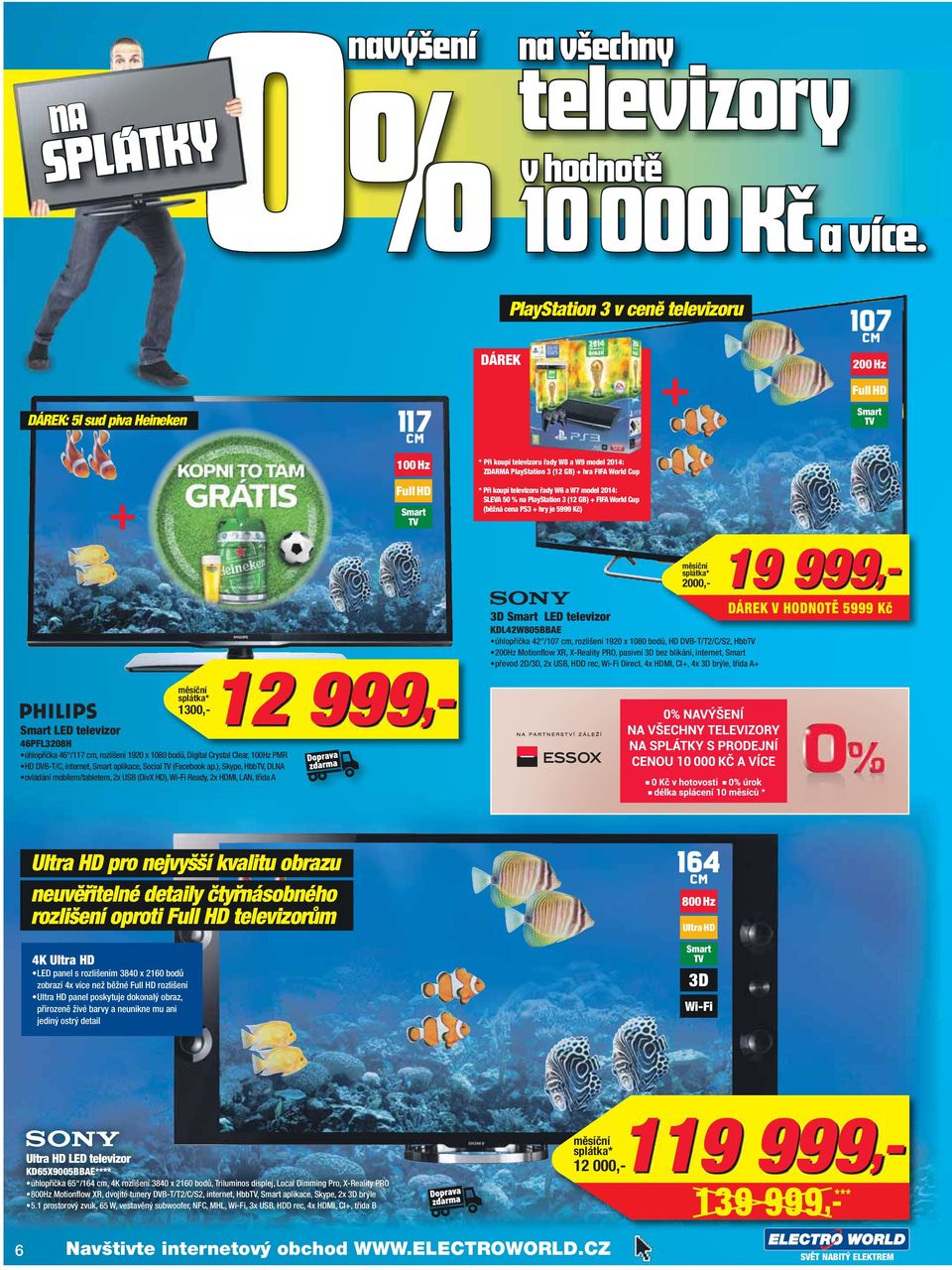 ), Skype, Hbb, DLNA ovládání mobilem/tabletem, 2x USB (DivX HD), i-fi Ready, 2x HDMI, LAN, A 117 100 Hz 1300,-12 999,- DÁREK PlayStation 3 v ceně televizoru * Při koupi televizoru řady 8 a 9 model