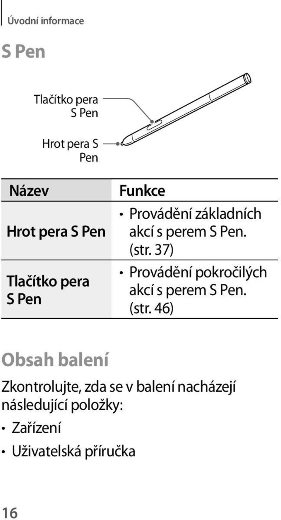 37) Provádění pokročilých akcí s perem S Pen. (str.