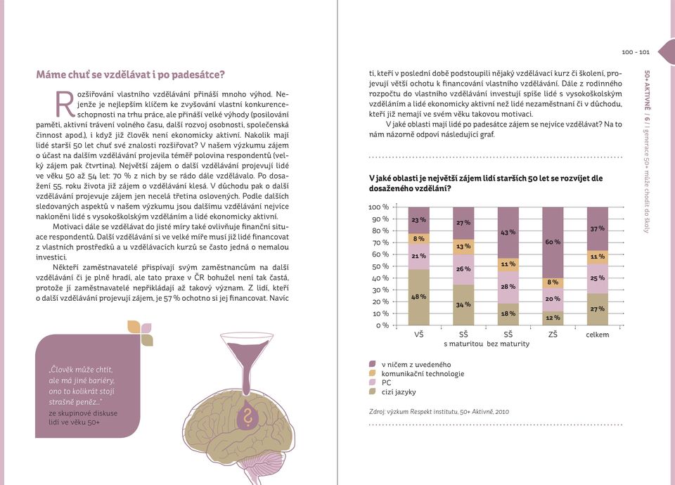 činnost apod.), i když již člověk není ekonomicky aktivní. Nakolik mají lidé starší 50 let chuť své znalosti rozšiřovat?