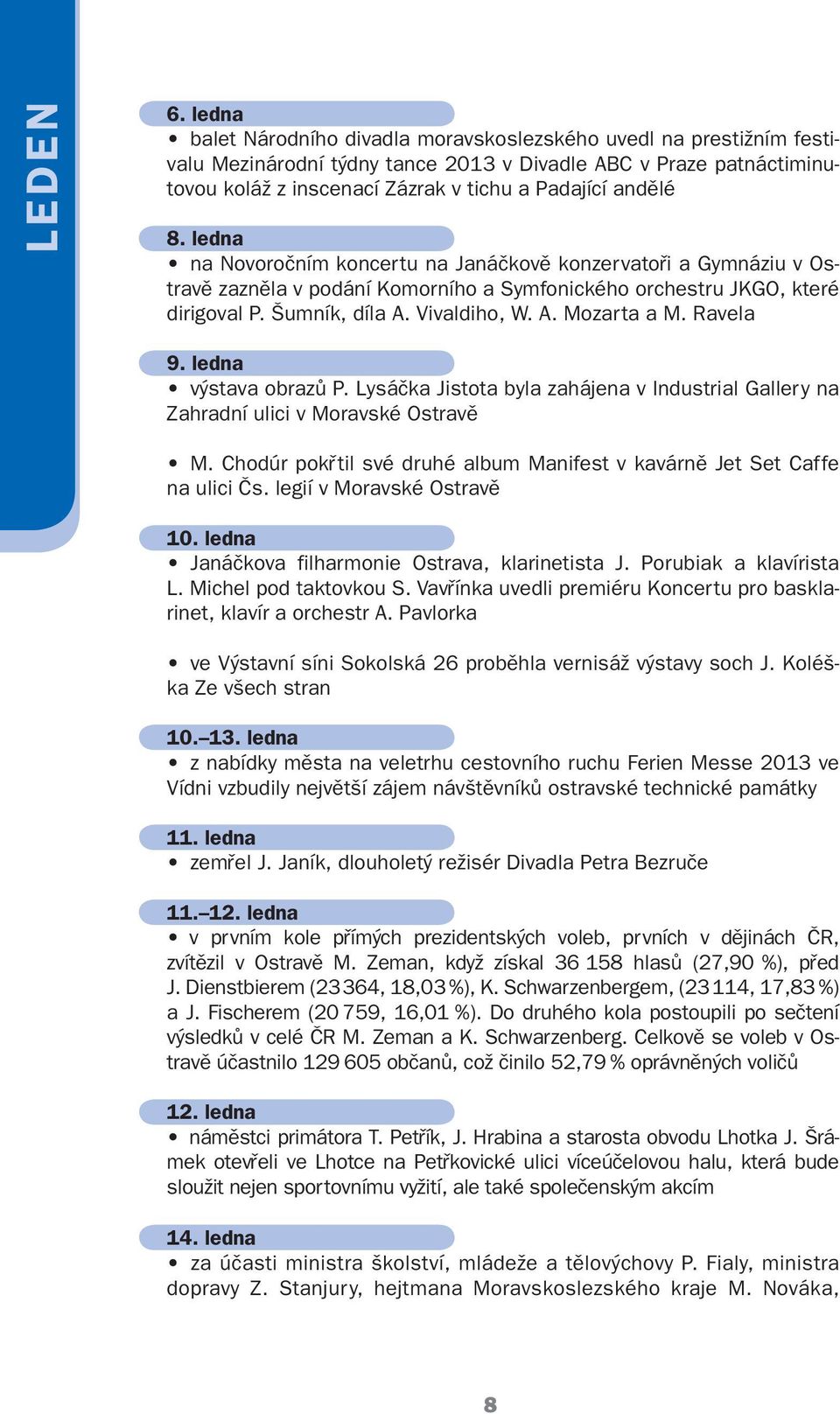 ledna na Novoročním koncertu na Janáčkově konzervatoři a Gymnáziu v Ostravě zazněla v podání Komorního a Symfonického orchestru JKGO, které dirigoval P. Šumník, díla A. Vivaldiho, W. A. Mozarta a M.