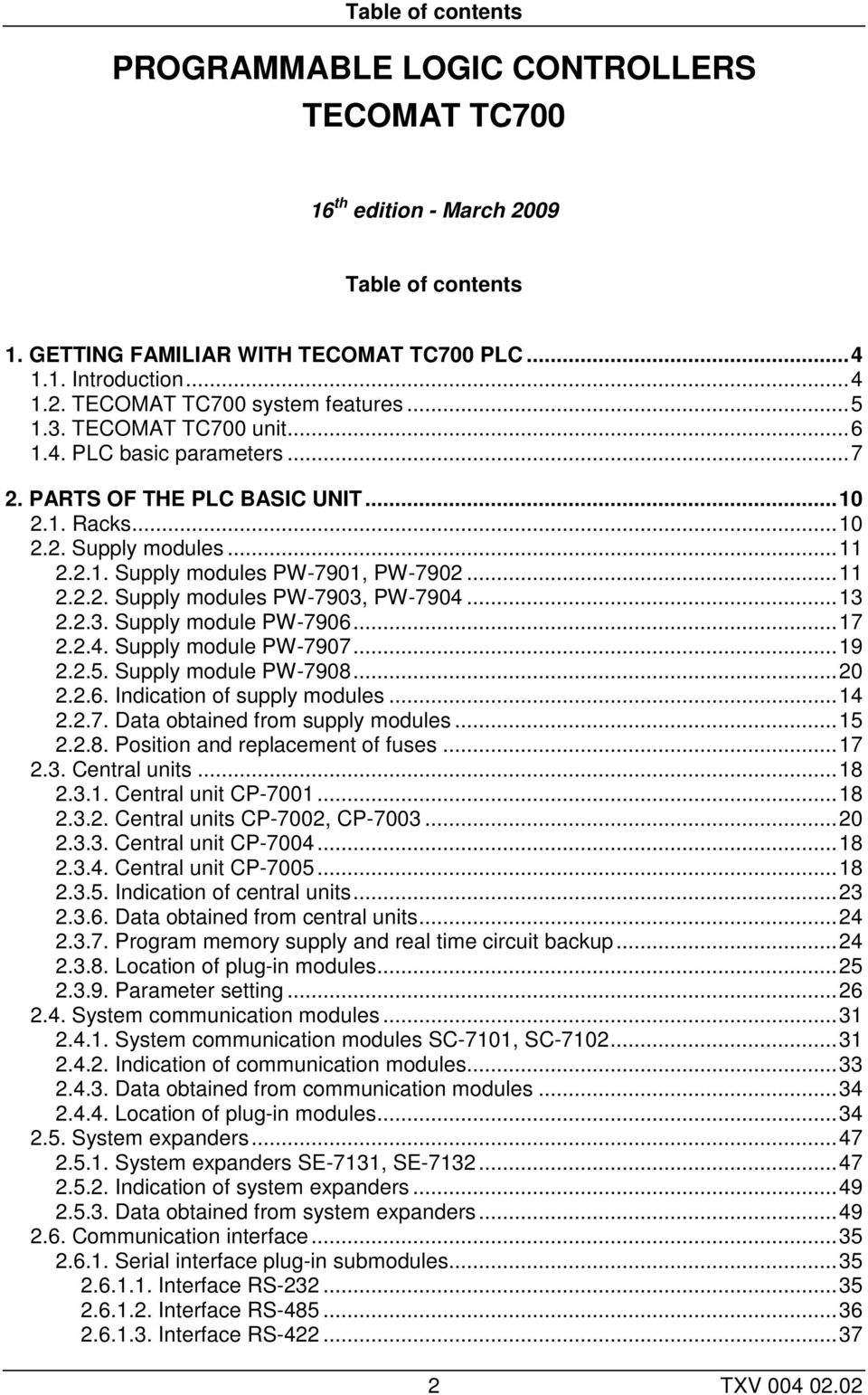 ..13 2.2.3. Supply module PW-7906...17 2.2.4. Supply module PW-7907...19 2.2.5. Supply module PW-7908...20 2.2.6. Indication of supply modules...14 2.2.7. Data obtained from supply modules...15 2.2.8. Position and replacement of fuses.