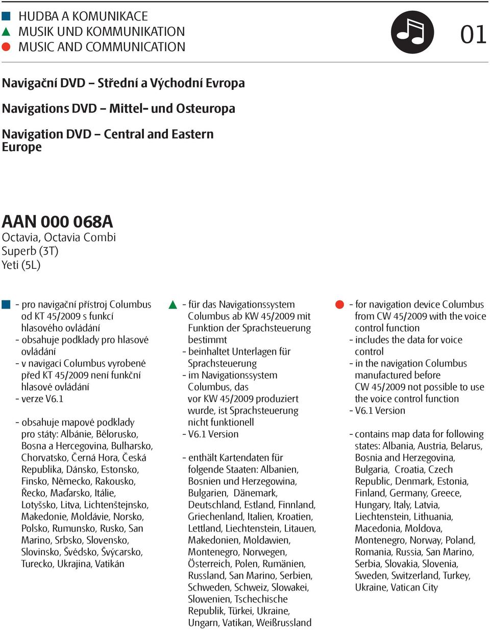 před KT 45/2009 není funkční hlasové ovládání - verze V6.