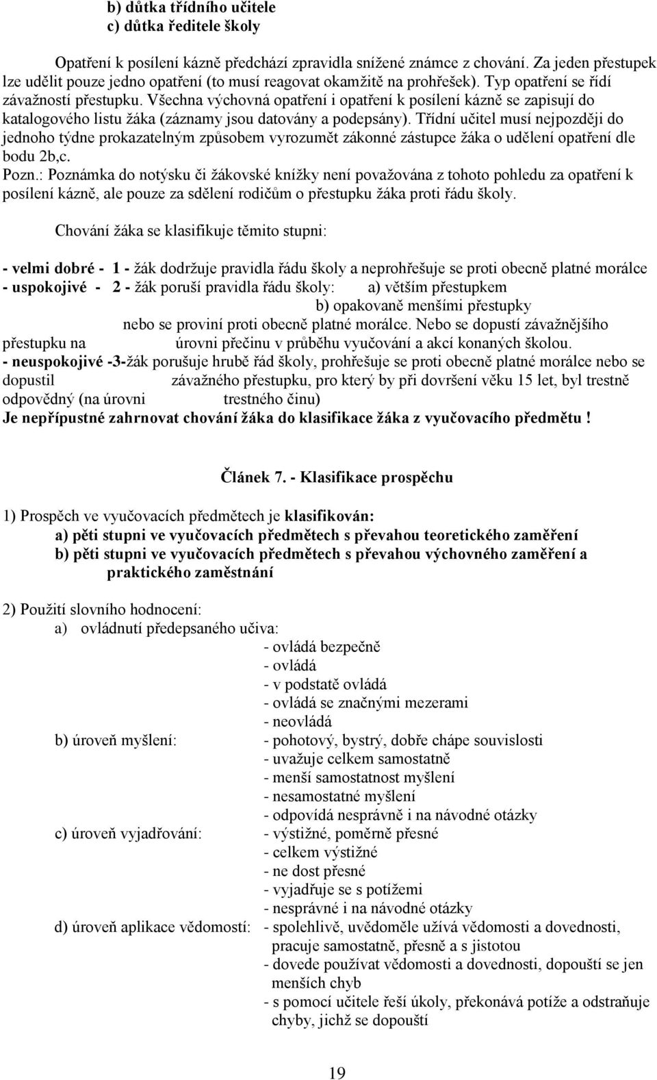 Všechna výchovná opatření i opatření k posílení kázně se zapisují do katalogového listu žáka (záznamy jsou datovány a podepsány).