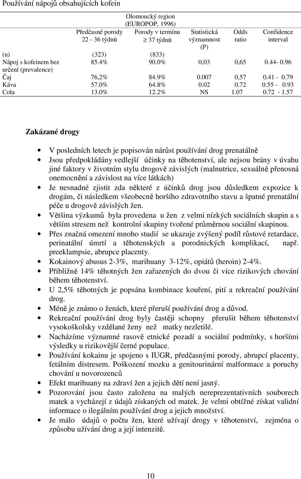 57 Zakázané drogy V posledních letech je popisován nárůst používání drog prenatálně Jsou předpokládány vedlejší účinky na těhotenství, ale nejsou brány v úvahu jiné faktory v životním stylu drogově