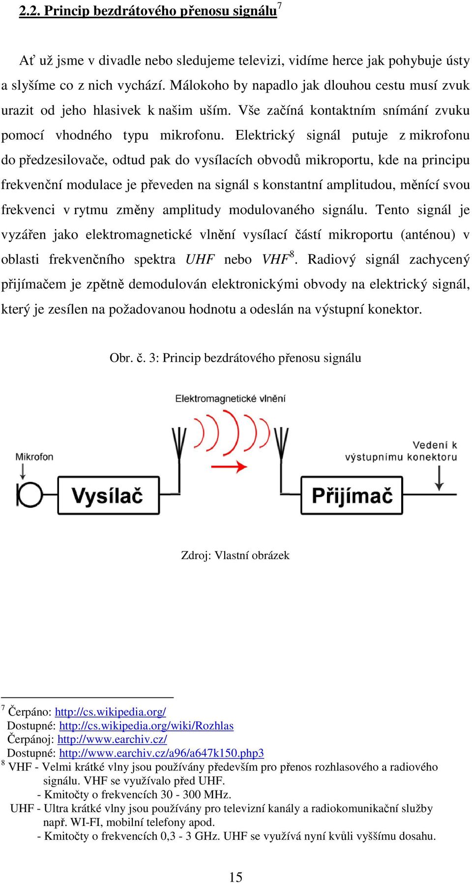 Elektrický signál putuje z mikrofonu do předzesilovače, odtud pak do vysílacích obvodů mikroportu, kde na principu frekvenční modulace je převeden na signál s konstantní amplitudou, měnící svou