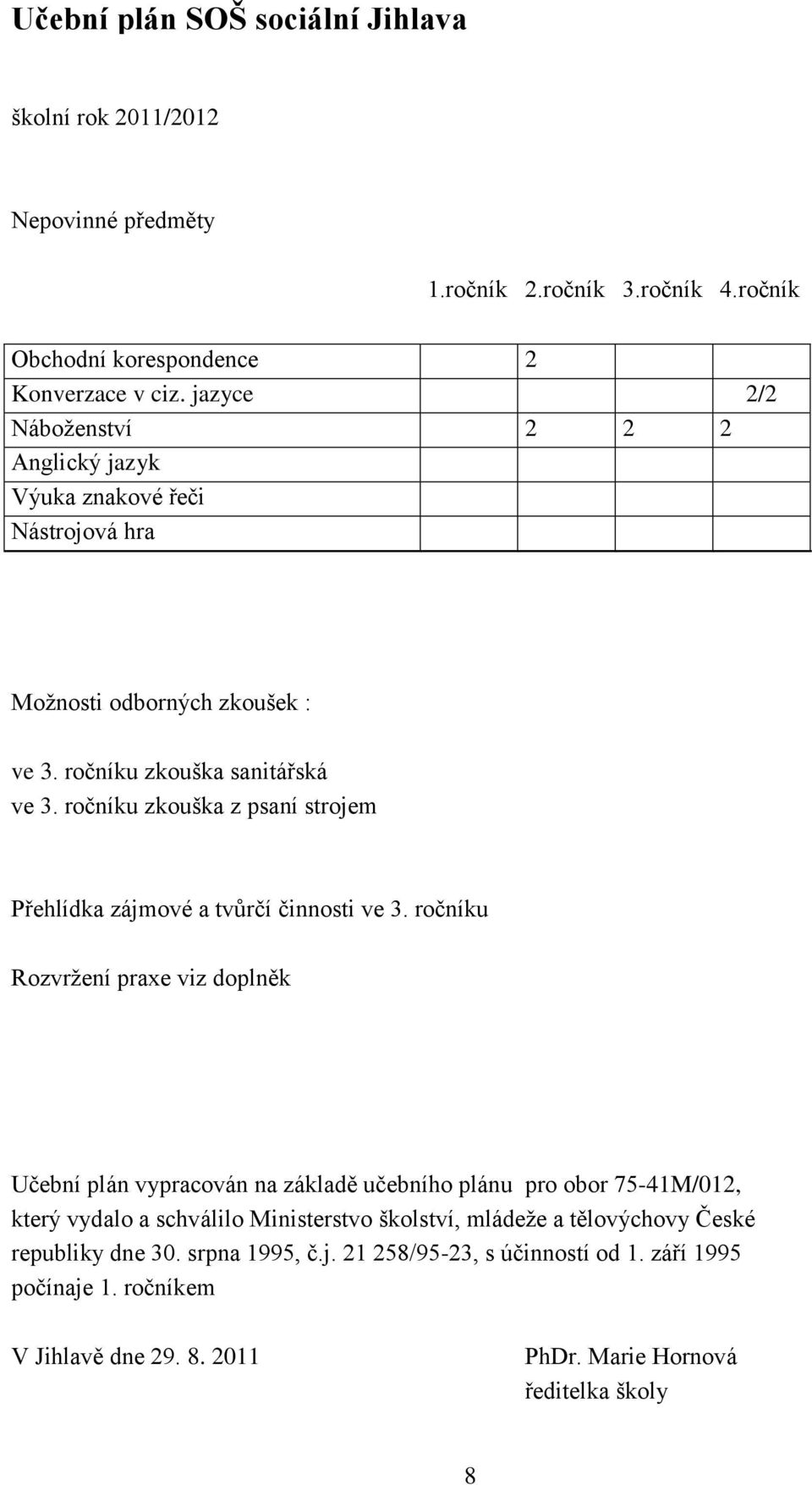 ročníku zkouška z psaní strojem Přehlídka zájmové a tvůrčí činnosti ve 3.