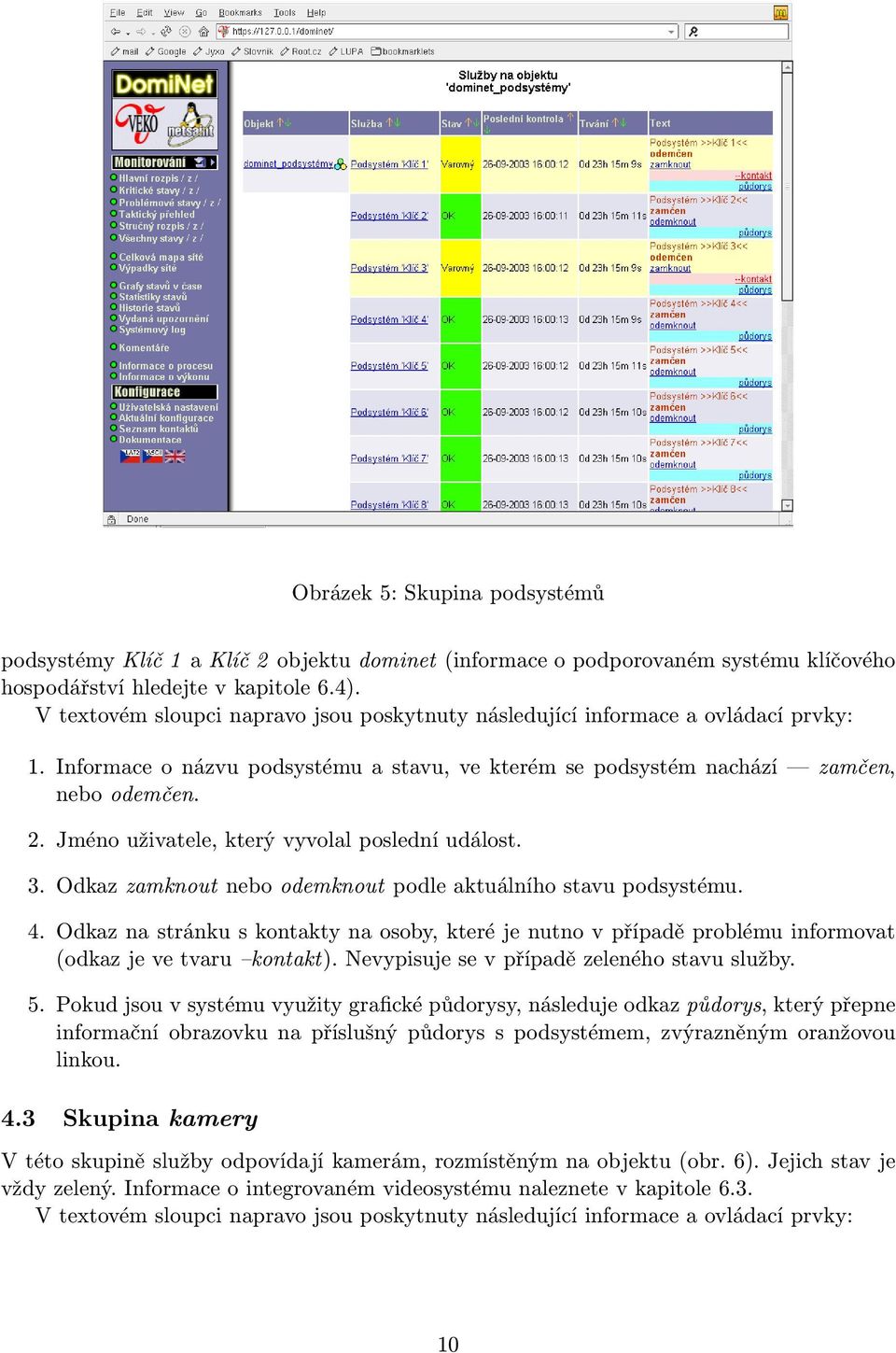 Jméno uživatele, který vyvolal poslední událost. 3. Odkaz zamknout nebo odemknout podle aktuálního stavu podsystému. 4.