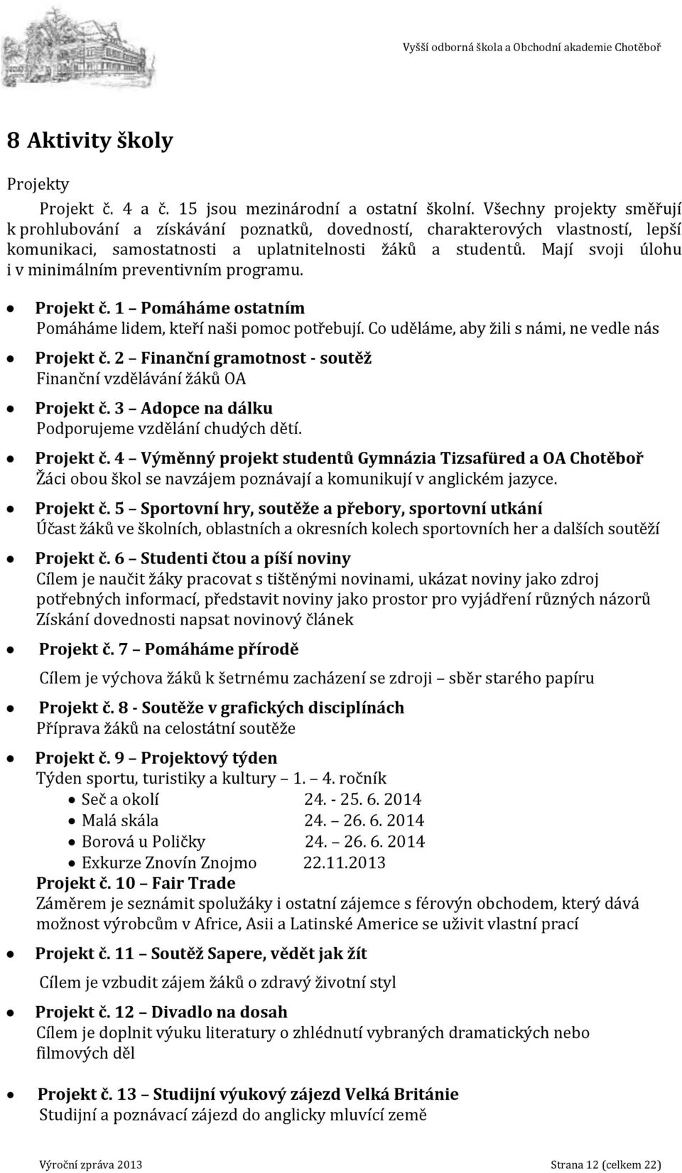 Mají svoji úlohu i v minimálním preventivním programu. Projekt č. 1 Pomáháme ostatním Pomáháme lidem, kteří naši pomoc potřebují. Co uděláme, aby žili s námi, ne vedle nás Projekt č.