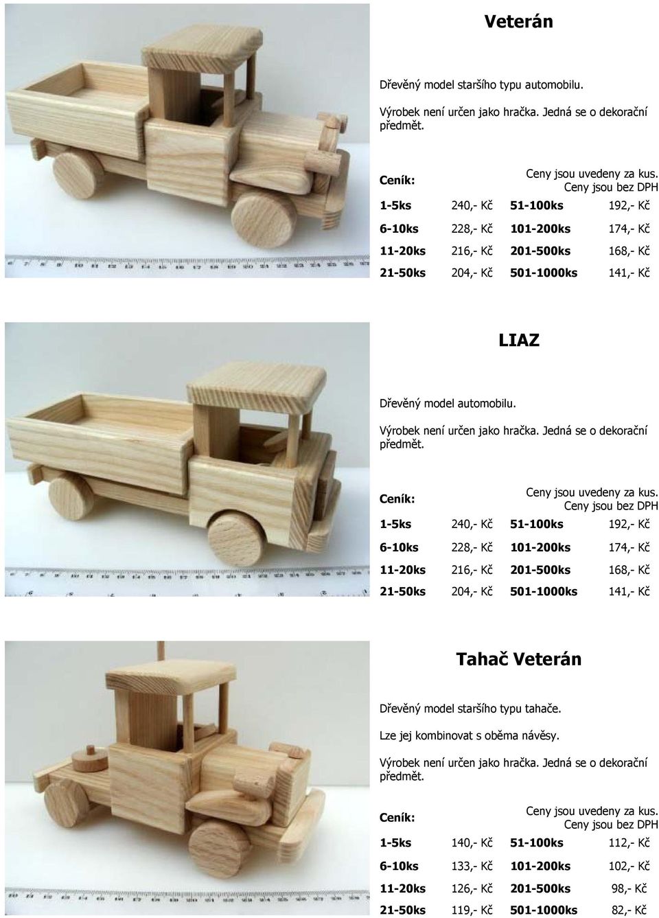 Dřevěný model automobilu.
