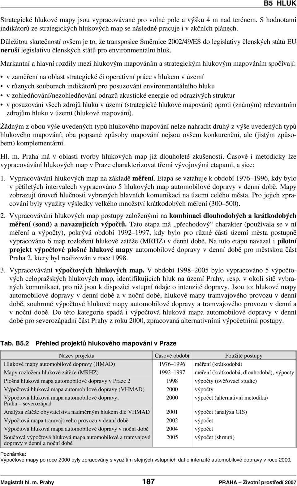 Markantní a hlavní rozdíly mezi hlukovým mapováním a strategickým hlukovým mapováním spočívají: v zaměření na oblast strategické či operativní práce s hlukem v území v různych souborech indikátorů