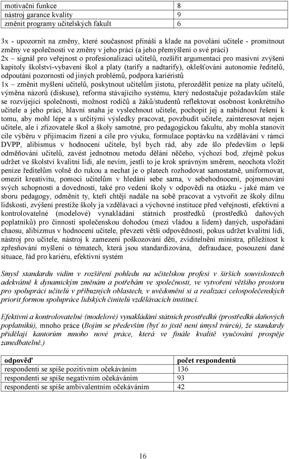 nadtarify), oklešťování autonomie ředitelů, odpoutání pozornosti od jiných problémů, podpora kariéristů 1x změnit myšlení učitelů, poskytnout učitelům jistotu, přerozdělit peníze na platy učitelů,