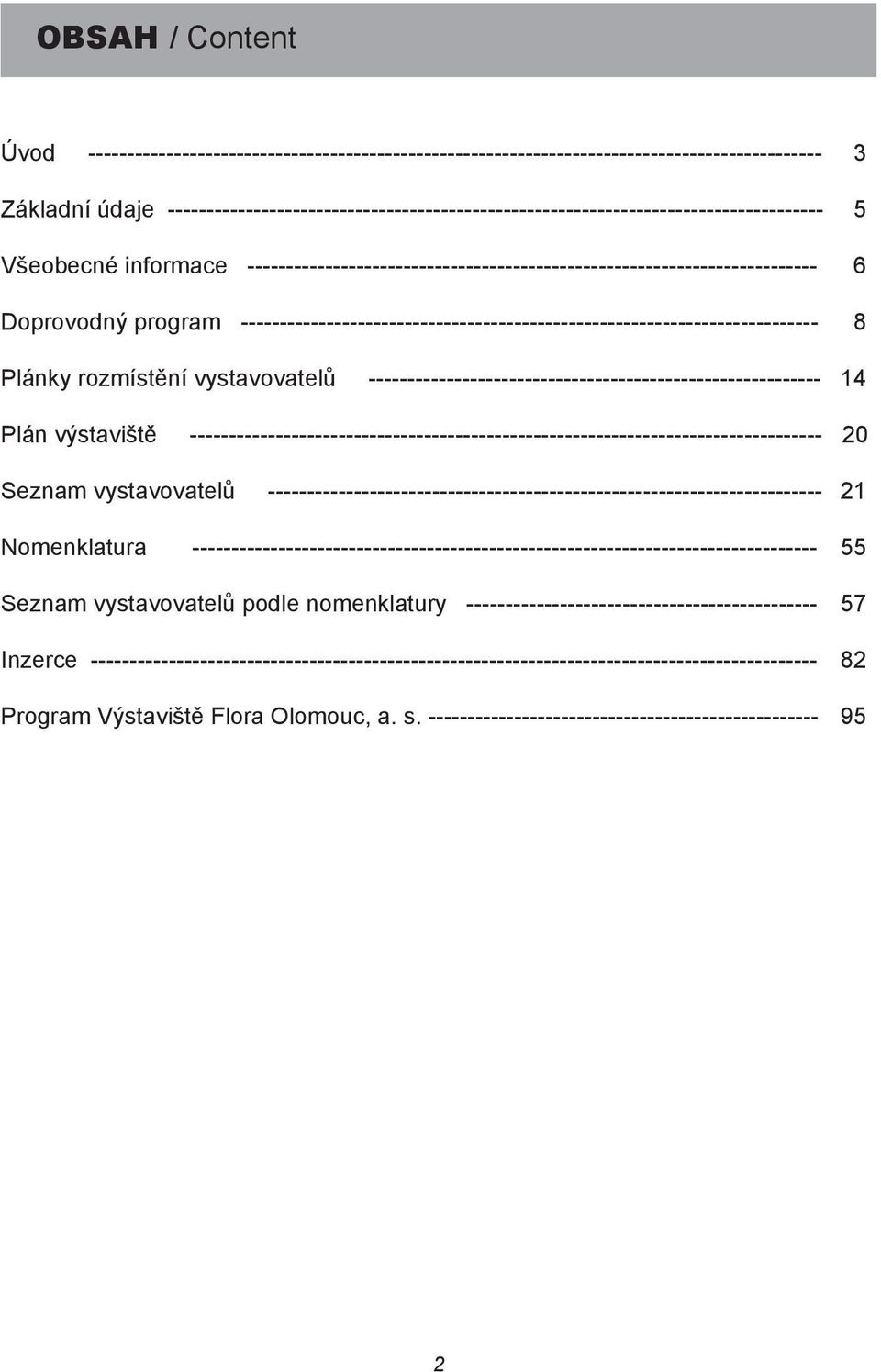 program -------------------------------------------------------------------------- 8 Plánky rozmístění vystavovatelů ---------------------------------------------------------- 14 Plán výstaviště