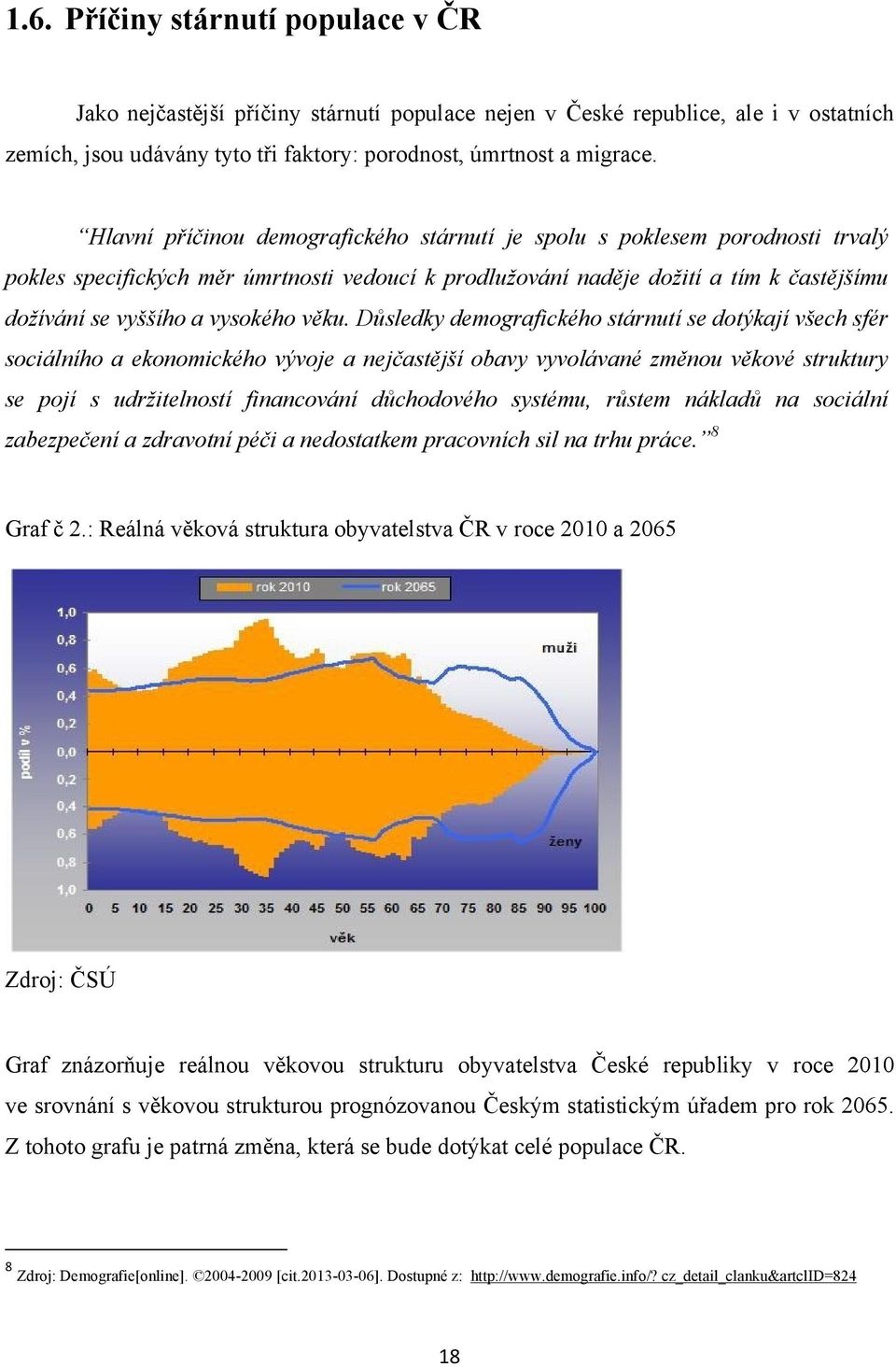 věku. Důsledky demografického stárnutí se dotýkají všech sfér sociálního a ekonomického vývoje a nejčastější obavy vyvolávané změnou věkové struktury se pojí s udržitelností financování důchodového