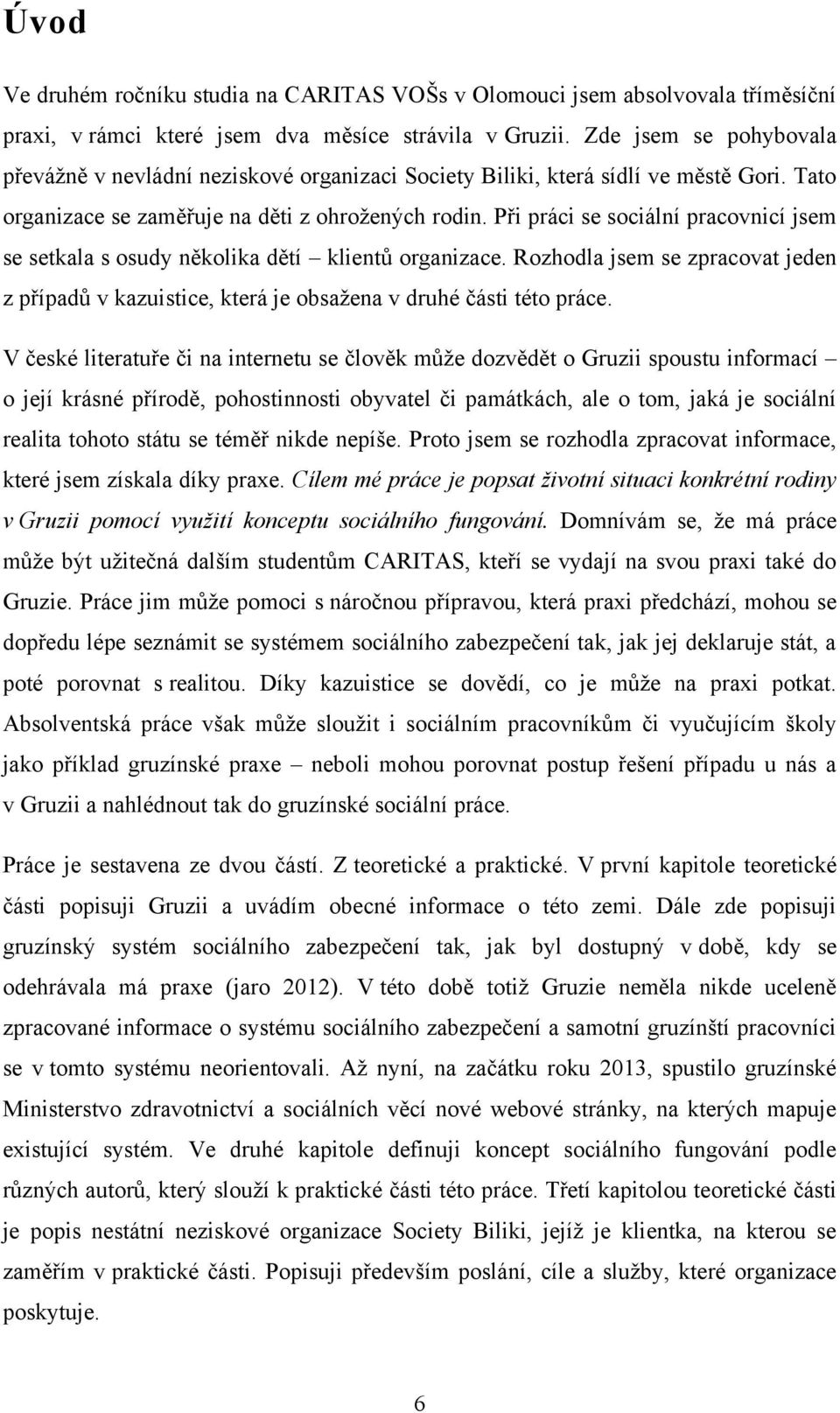 Při práci se sociální pracovnicí jsem se setkala s osudy několika dětí klientů organizace. Rozhodla jsem se zpracovat jeden z případů v kazuistice, která je obsaţena v druhé části této práce.