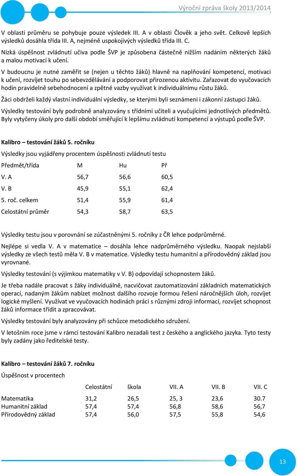 Nízká úspěšnost zvládnutí učiva podle ŠVP je způsobena částečně nižším nadáním některých žáků a malou motivací k učení.