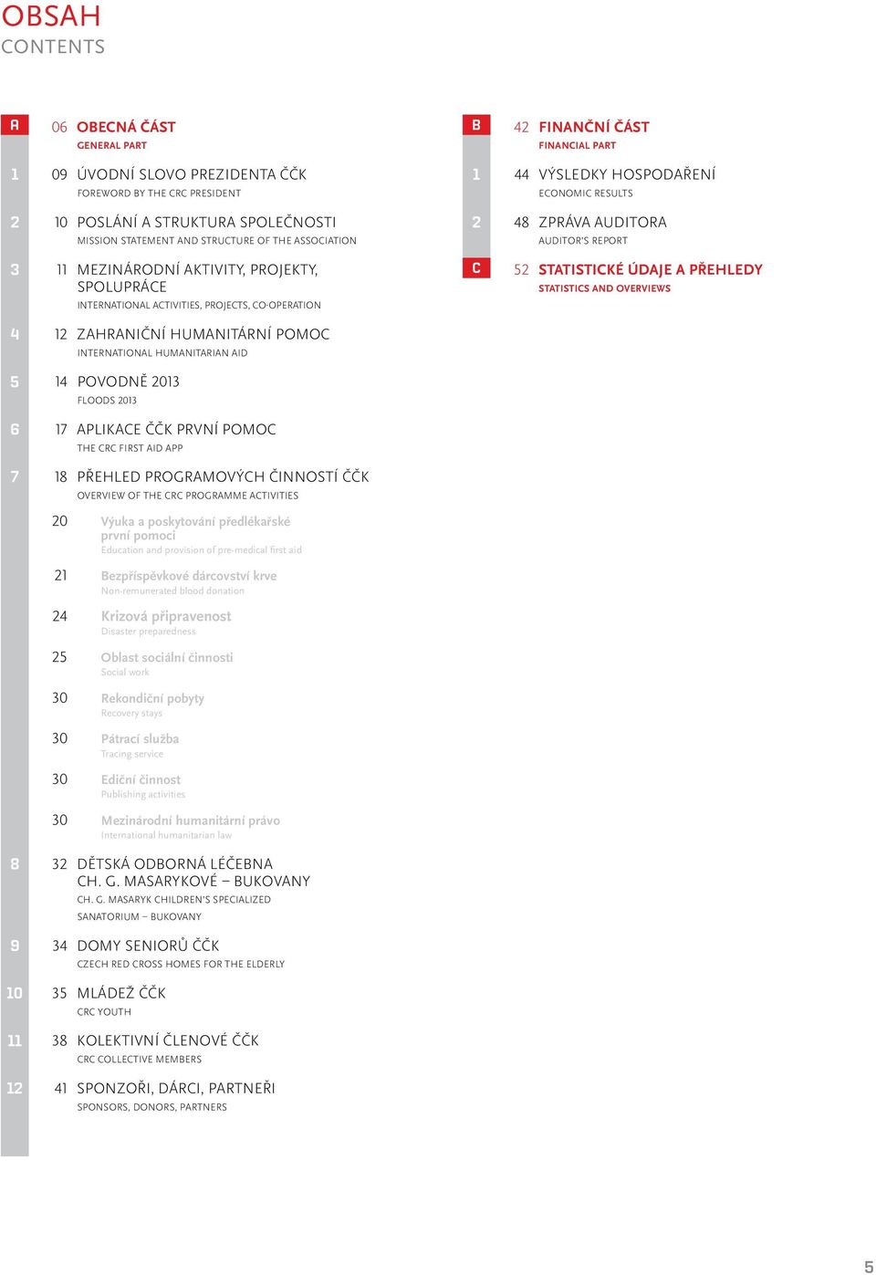 CO-OPERATION C 52 STATISTICKÉ ÚDAJE A PŘEHLEDY STATISTICS AND OVERVIEWS 4 12 ZAHRANIČNÍ HUMANITÁRNÍ POMOC INTERNATIONAL HUMANITARIAN AID 5 14 POVODNĚ 2013 FLOODS 2013 6 17 APLIKACE ČČK PRVNÍ POMOC