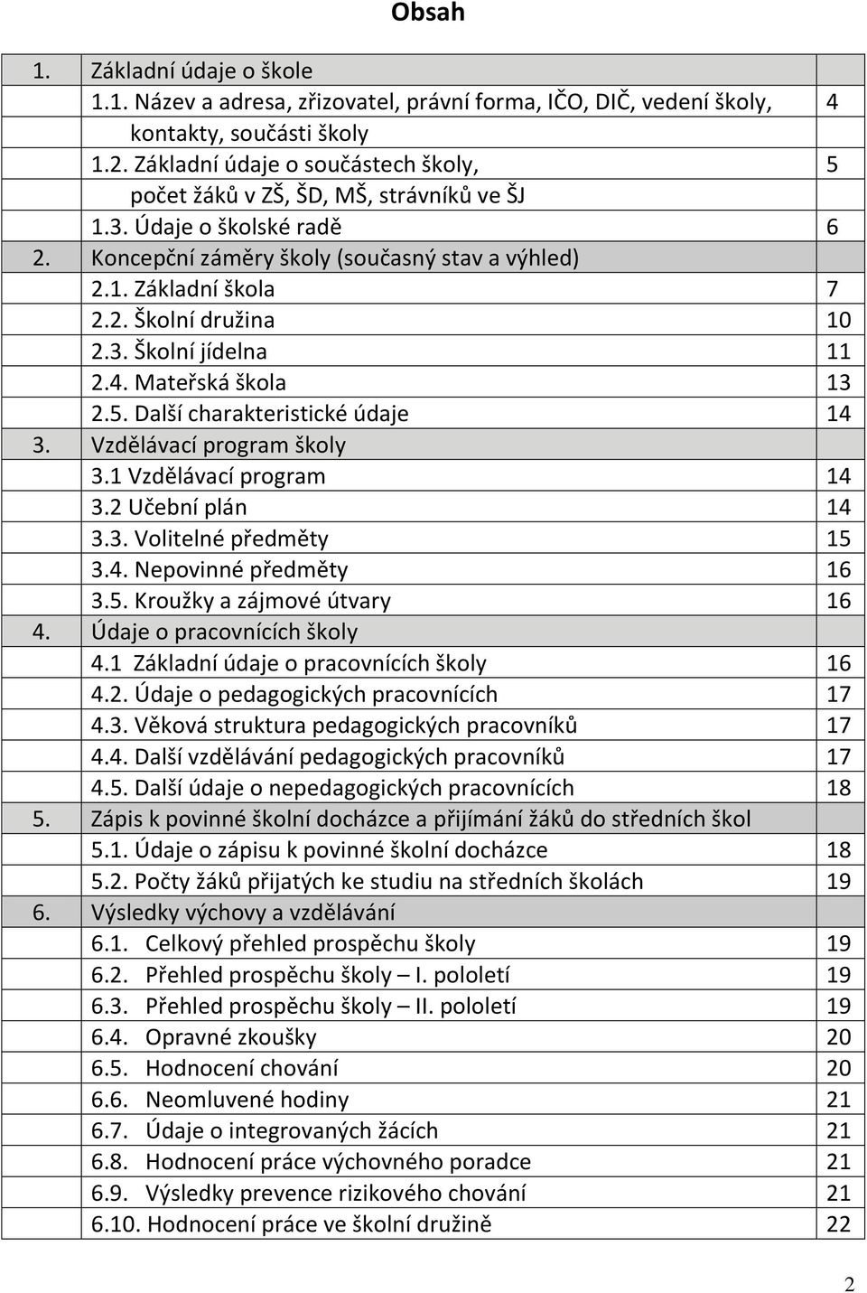 3. Školní jídelna 11 2.4. Mateřská škola 13 2.5. Další charakteristické údaje 14 3. Vzdělávací program školy 3.1 Vzdělávací program 14 3.2 Učební plán 14 3.3. Volitelné předměty 15 3.4. Nepovinné předměty 16 3.