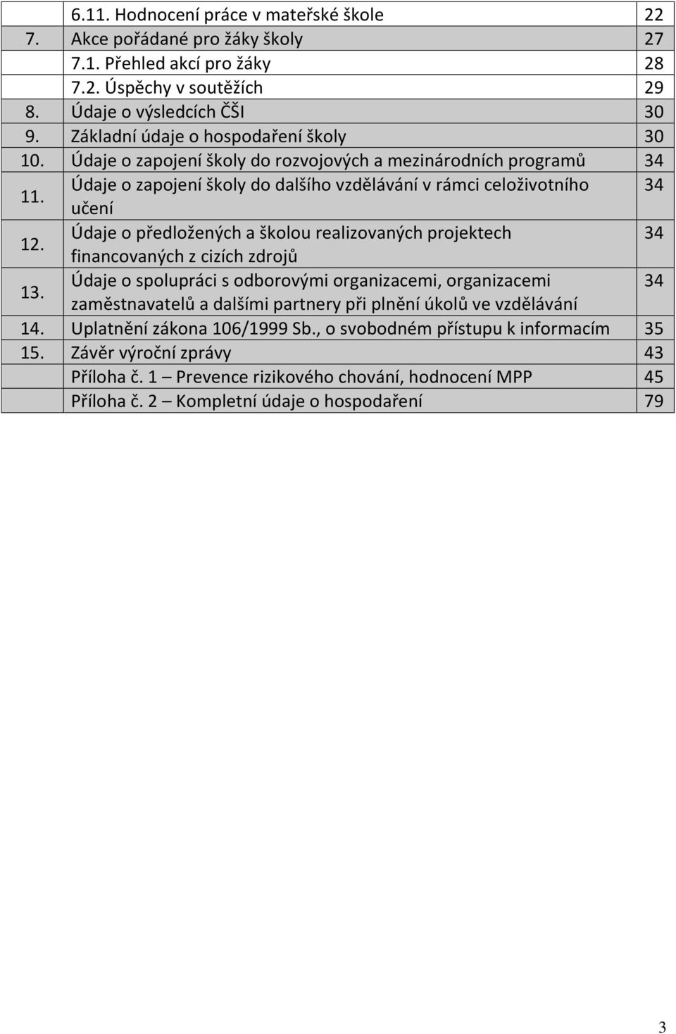 Údaje o předložených a školou realizovaných projektech 34 financovaných z cizích zdrojů 13.