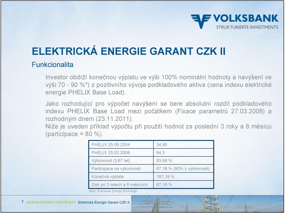 2008) a rozhodným dnem (23.11.2011). Níže je uveden příklad výpočtu při použití hodnot za poslední 3 roky a 8 měsíců (participace = 80 %). PHELIX 25.06.2004 PHELIX 25.02.
