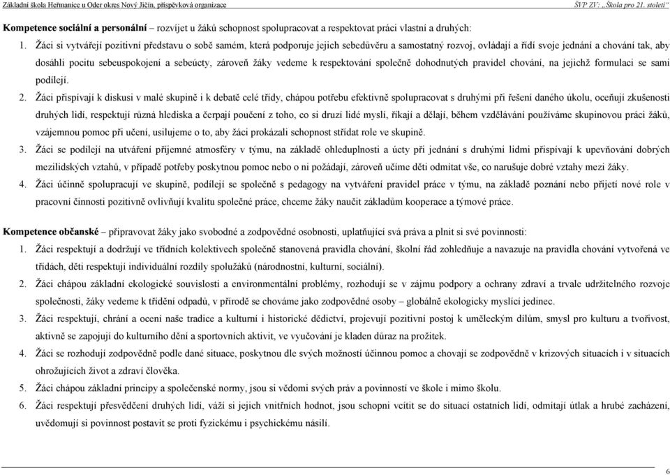 zároveň žáky vedeme k respektování společně dohodnutých pravidel chování, na jejichž formulaci se sami podílejí. 2.