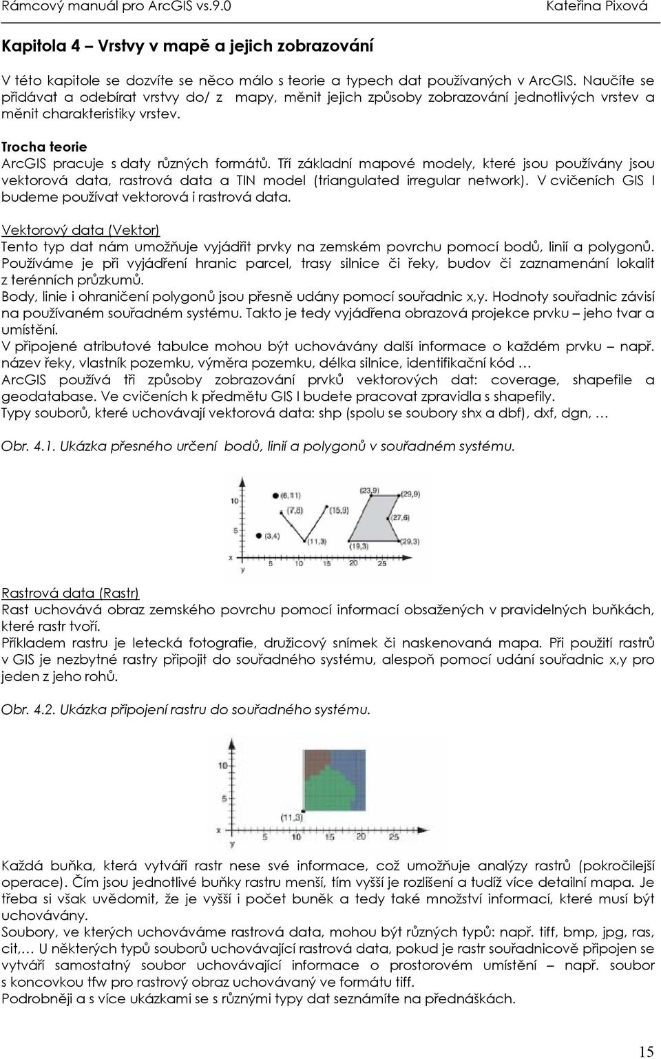 Tří základní mapové modely, které jsou používány jsou vektorová data, rastrová data a TIN model (triangulated irregular network). V cvičeních GIS I budeme používat vektorová i rastrová data.